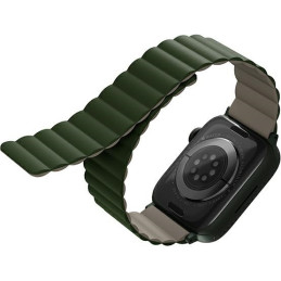 Pasek UNIQ Revix Apple Watch 4/5/6/7/SE/8/9/Ultra 44/45/49mm Reversible Magnetic zielony-ciemnoszary/green-taupe