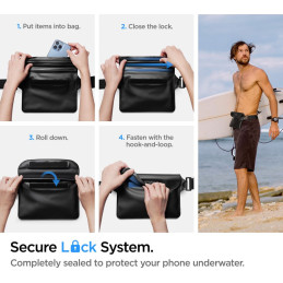 Etui + saszetka wodoszczelna Spigen A621 Universal Waterproof Case & Waist Bag Black