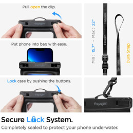 Etui + saszetka wodoszczelna Spigen A621 Universal Waterproof Case & Waist Bag Black