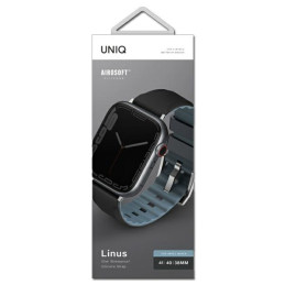 Pasek UNIQ Linus Apple Watch 4/5/6/7/8/9/SE/10 40/41/42mm Airosoft Silicone czarny/midnight black