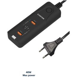 CANYON Ładowarka sieciowa H-10 PD20W QC3.0 2×USB-A 2×USB-C Czarna