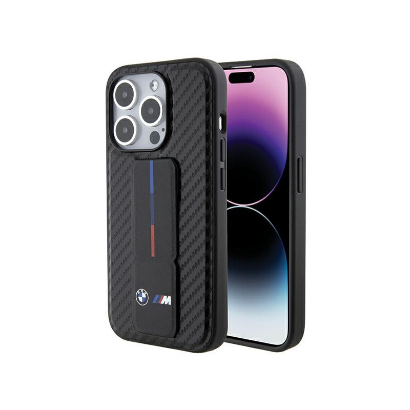 Etui BMW BMHCP15LGSPCCK Apple iPhone 15 Pro hardcase Grip Stand Smooth & Carbon czarny/black