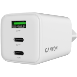 CANYON Ładowarka sieciowa CU65ACC GaN 65W 2xPD 1xQC EU Biała