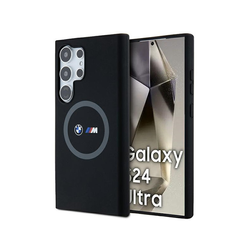 Etui BMW BMHMS24L23SROK Samsung Galaxy S24 Ultra hardcase M Silicone Printed Ring MagSafe czarny/black