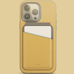 Portfel magnetyczny RFID z funkcją podstawki UNIQ Lyden DS żółto-szary/canary yellow-flint grey
