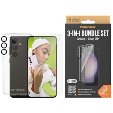 Zestaw PanzerGlass Bundle 3in1 Samsung Galaxy S24+ Plus Hardcase + Screen Protector + Camera Lens