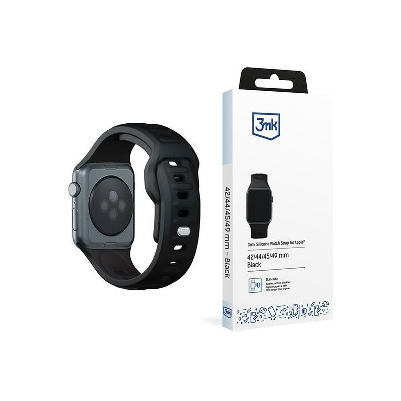 Pasek 3MK Silicone Watch Strap Apple Watch 4/5/6/7/8/9/SE/Ultra 42/44/45/49mm czarny/black