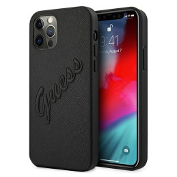 Etui Guess GUHCP12LRSAVSBK Apple iPhone 12 Pro Max czarny/black hardcase Saffiano Vintage Script