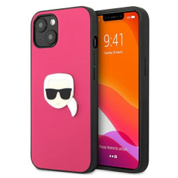 Etui Karl Lagerfeld KLHCP13SPKMP Apple iPhone 13 mini różowy/pink hardcase Leather Ikonik Karl`s Head Metal