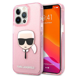 Etui Karl Lagerfeld KLHCP13XKHTUGLP Apple iPhone 13 Pro Max różowy/pink hardcase Glitter Karl`s Head