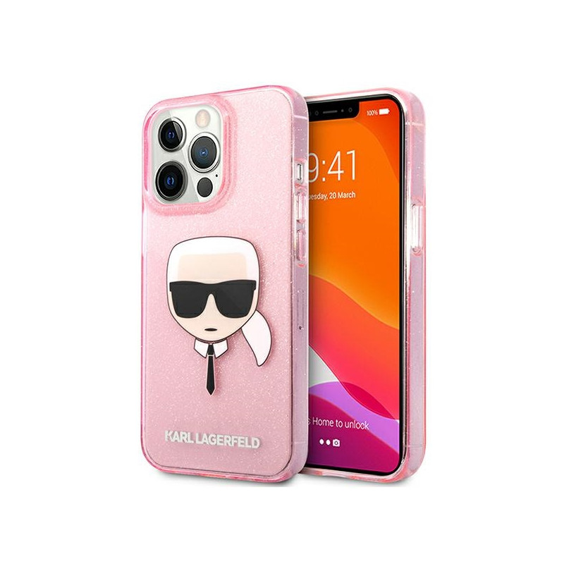 Etui Karl Lagerfeld KLHCP13XKHTUGLP Apple iPhone 13 Pro Max różowy/pink hardcase Glitter Karl`s Head