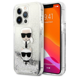 Etui Karl Lagerfeld KLHCP13XKICGLS Apple iPhone 13 Pro Max srebrny/silver hardcase Liquid Glitter Karl&Choupette Head