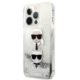 Etui Karl Lagerfeld KLHCP13XKICGLS Apple iPhone 13 Pro Max srebrny/silver hardcase Liquid Glitter Karl&Choupette Head