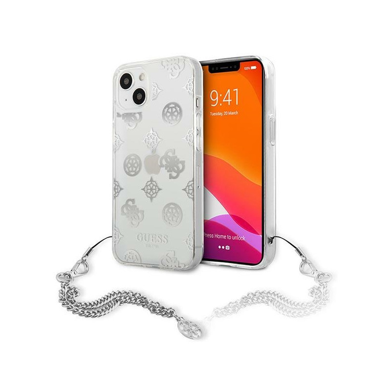 Etui Guess GUHCP13SKSPESI Apple iPhone 13 mini srebrny/silver hardcase Peony Chain Collection