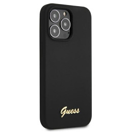 Etui Guess GUHMP13XLSLMGBK Apple iPhone 13 Pro Max black/czarny hardcase Silicone Script Gold Logo