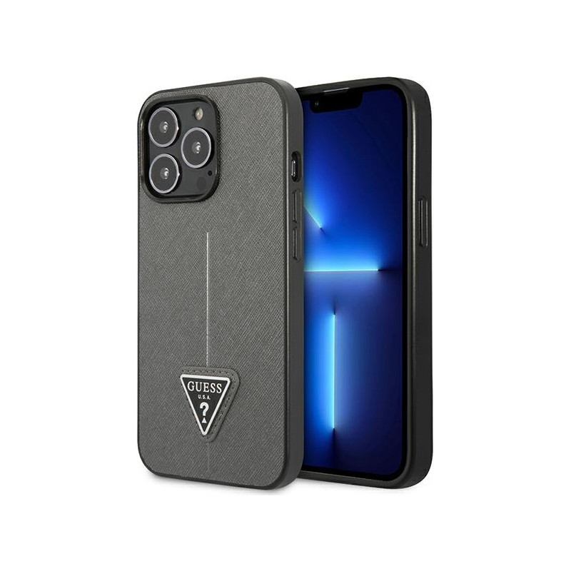 Etui Guess GUHCP13XPSATLG Apple iPhone 13 Pro Max srebrny/silver hardcase Saffiano Triangle Logo