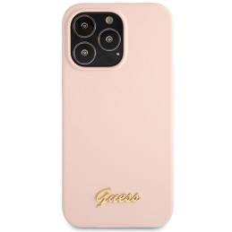 Etui Guess GUHCP13XLSLMGLP Apple iPhone 13 Pro Max jasnoróżowy/light pink hardcase Silicone Script Gold Logo