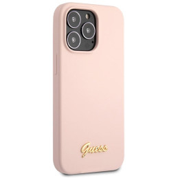 Etui Guess GUHCP13XLSLMGLP Apple iPhone 13 Pro Max jasnoróżowy/light pink hardcase Silicone Script Gold Logo