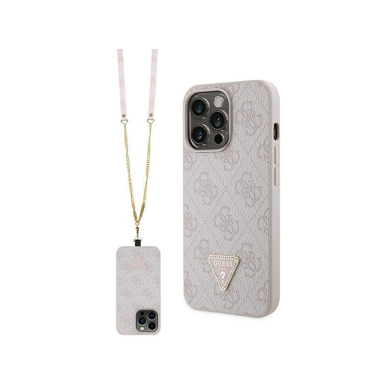 Etui Guess GUHCP13XP4TDSCPP Apple iPhone 13 Pro Max hardcase Crossbody 4G Metal Logo różowy/pink