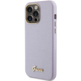 Etui Guess GUHCP15LPGMCSL Apple iPhone 15 Pro hardcase Glitter Glossy Script liliowy/lilac