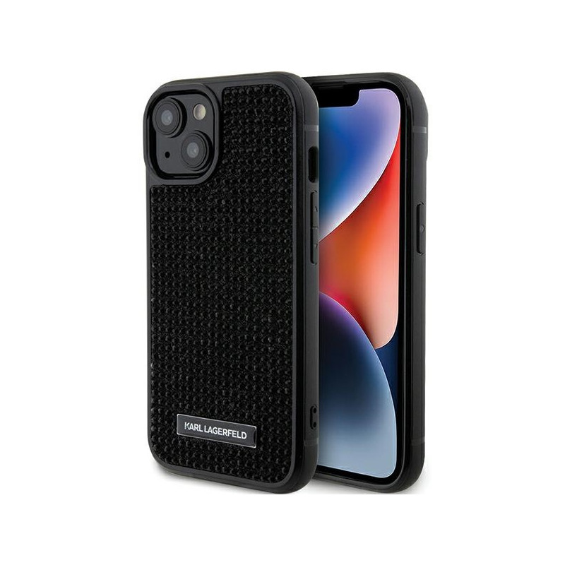 Etui Karl Lagerfeld KLHCP15SHDSPLK Apple iPhone 15 hardcase Rhinestone Logo Metal Plate czarny/black