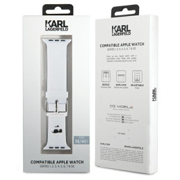 Pasek Karl Lagerfeld KLAWMSLCNH Apple Watch 4/5/6/7/SE/8/9/10 40/41/42mm strap 3D Rubber Choupette Heads biały/white
