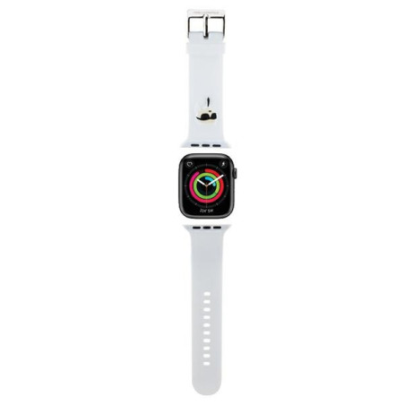 Pasek Karl Lagerfeld KLAWMSLKNH Apple Watch 4/5/6/7/SE/8/9/10 40/41/42mm strap 3D Rubber Karl Head biały/white