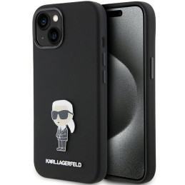 Etui Karl Lagerfeld KLHCP15SSMHKNPK Apple iPhone 15 Silicone Ikonik Metal Pin czarny/black