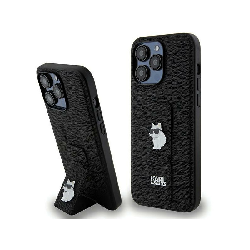Etui Karl Lagerfeld KLHCP13XGSACHPK Apple iPhone 13 Pro Max hardcase Gripstand Saffiano Choupette Pins czarny/black