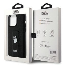 Etui Karl Lagerfeld KLHCP13XGSACHPK Apple iPhone 13 Pro Max hardcase Gripstand Saffiano Choupette Pins czarny/black