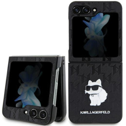 Etui Karl Lagerfeld KLHCZF5SAPCHNPK Samsung Galaxy Z Flip5 hardcase Saffiano Monogram Choupette Pin czarny/black