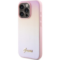 Etui Guess GUHCP15LPSAIRSP Apple iPhone 15 Pro hardcase Saffiano Iridescent Script różowy/pink