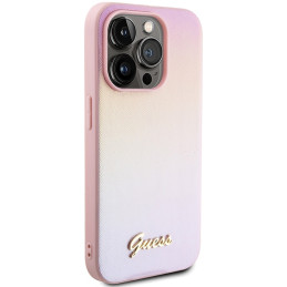 Etui Guess GUHCP15LPSAIRSP Apple iPhone 15 Pro hardcase Saffiano Iridescent Script różowy/pink