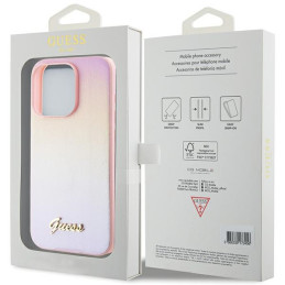 Etui Guess GUHCP15LPSAIRSP Apple iPhone 15 Pro hardcase Saffiano Iridescent Script różowy/pink