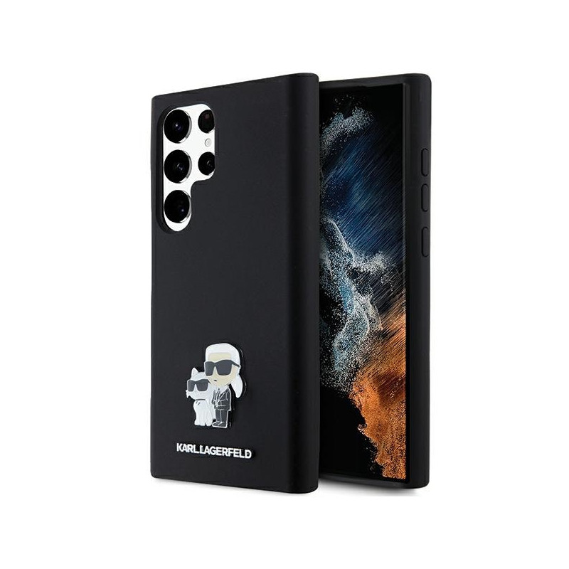 Etui Karl Lagerfeld KLHCS24LSMHKCNPK Samsung Galaxy S24 Ultra hardcase Silicone Karl&Choupette Metal Pin czarny/black