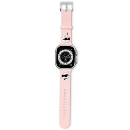 Pasek Karl Lagerfeld KLAWLSLKCNP Apple Watch 4/5/6/7/8/9/SE/Ultra 42/44/45/49mm strap 3D Rubber Karl&Choupette Heads różowy/pink