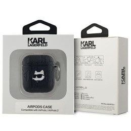 Etui Karl Lagerfeld KLA2PGCHPK Apple AirPods 1/2 cover Monogram Choupette Head czarny/black