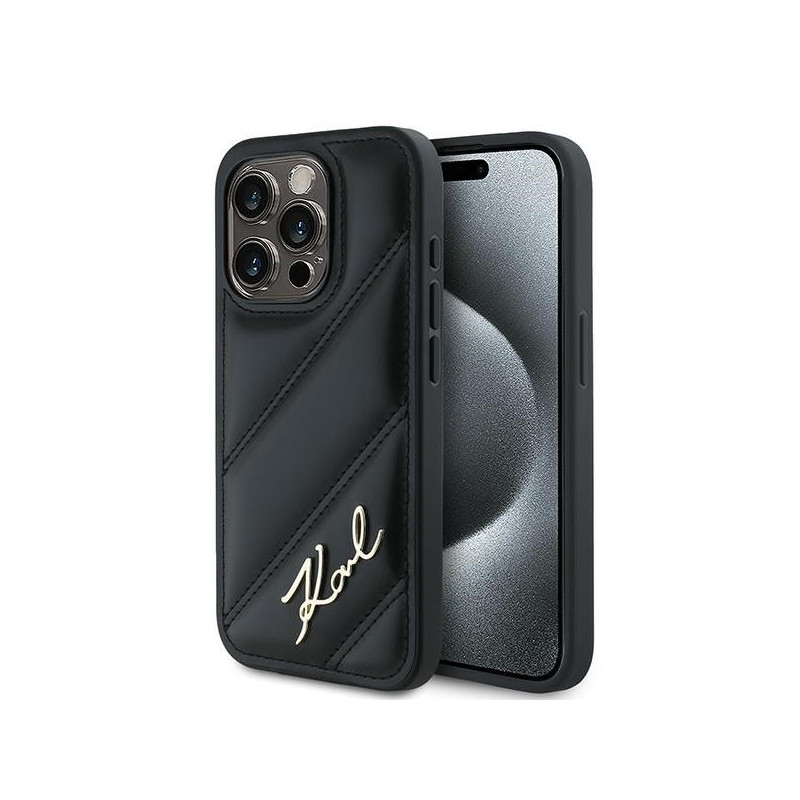 Etui Karl Lagerfeld KLHCP13XPQDSMGK Apple iPhone 13 Pro Max hardcase Diagonal Quilted Script czarny/black