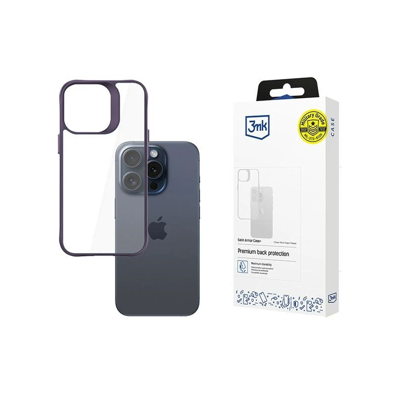 Etui 3MK Satin Armor Case+ Apple iPhone 15 Pro fioletowy/purple