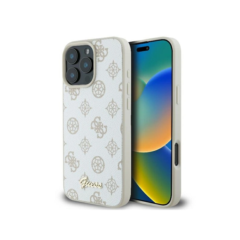 Etui Guess GUHMP16LPGPYSH Apple iPhone 16 Pro hardcase Peony Script Logo MagSafe biały/white