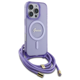 Etui Guess GUHMP16LHCTSGNSU Apple iPhone 16 Pro hardcase Crossbody Cord Script MagSafe fioletowy/purple