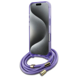 Etui Guess GUHMP16LHCTSGNSU Apple iPhone 16 Pro hardcase Crossbody Cord Script MagSafe fioletowy/purple