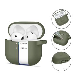 Etui Tech-Protect Silicone Hook Apple Airpods 4 Olive Green
