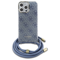 Etui Guess GUHCP16LHC4SEB Apple iPhone 16 Pro hardcase Crossbody Cord 4G Print niebieski/blue