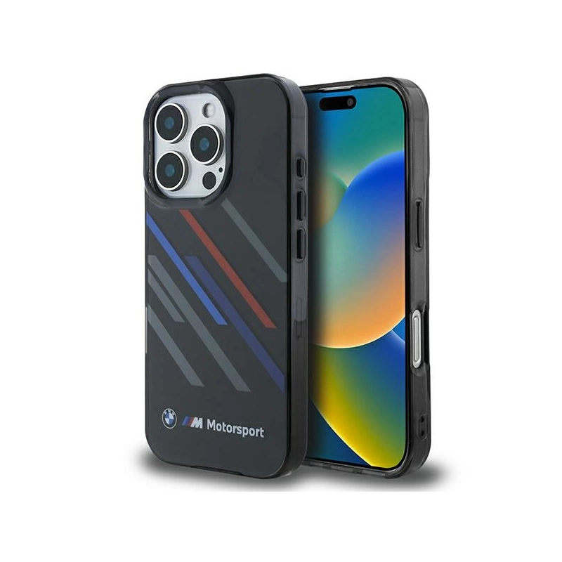 Etui BMW BMHCP16L23HTRAK Apple iPhone 16 Pro hardcase Motorsport IML Random Stripes czarny/black