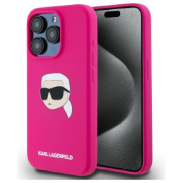Etui Karl Lagerfeld KLHMP15LSKHPPLF Apple iPhone 15 Pro hardcase Silicone Karl Head Print MagSafe fuksja/fuschia