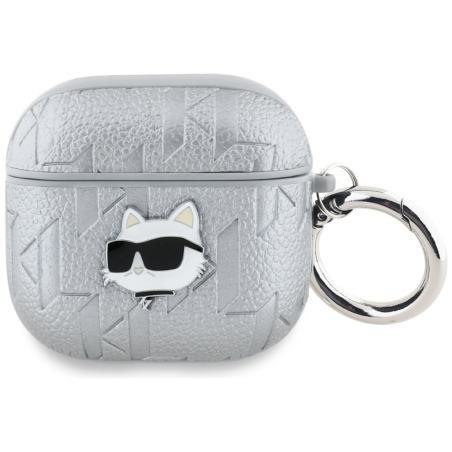 Etui Karl Lagerfeld Monogram Choupette Head do Apple AirPods 4 srebrny