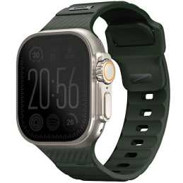 Pasek UNIQ Stride Apple Watch Series1/2/3/4/5/6/7/8/9/SE/SE2/Ultra/Ultra 2 42/44/45/49mm FKM Rubber Strap ciemnozielony/moss gre