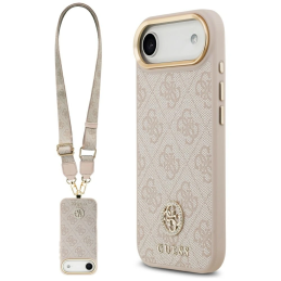 Etui Guess 4G Strass Logo & Big Strap Metal Buttons MagSafe do Apple iPhone Air różowy