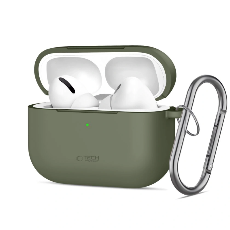 Etui Tech-Protect Silicone Hook do Apple AirPods Pro 3 Olive Green